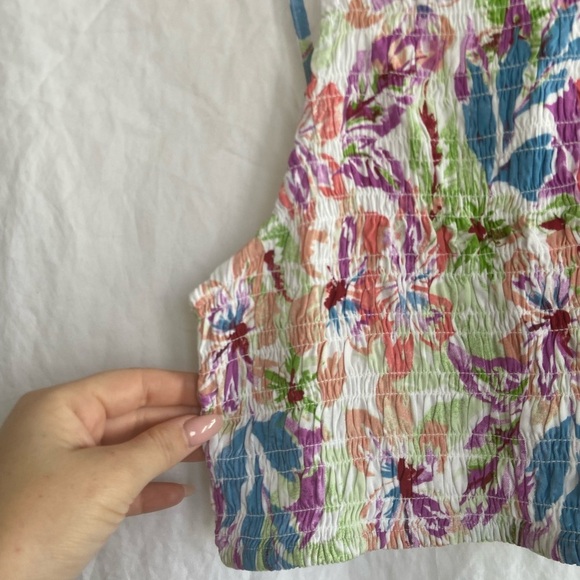 Roxy floral pualani sleeveless crop top smocked size Small - Picture 12 of 15